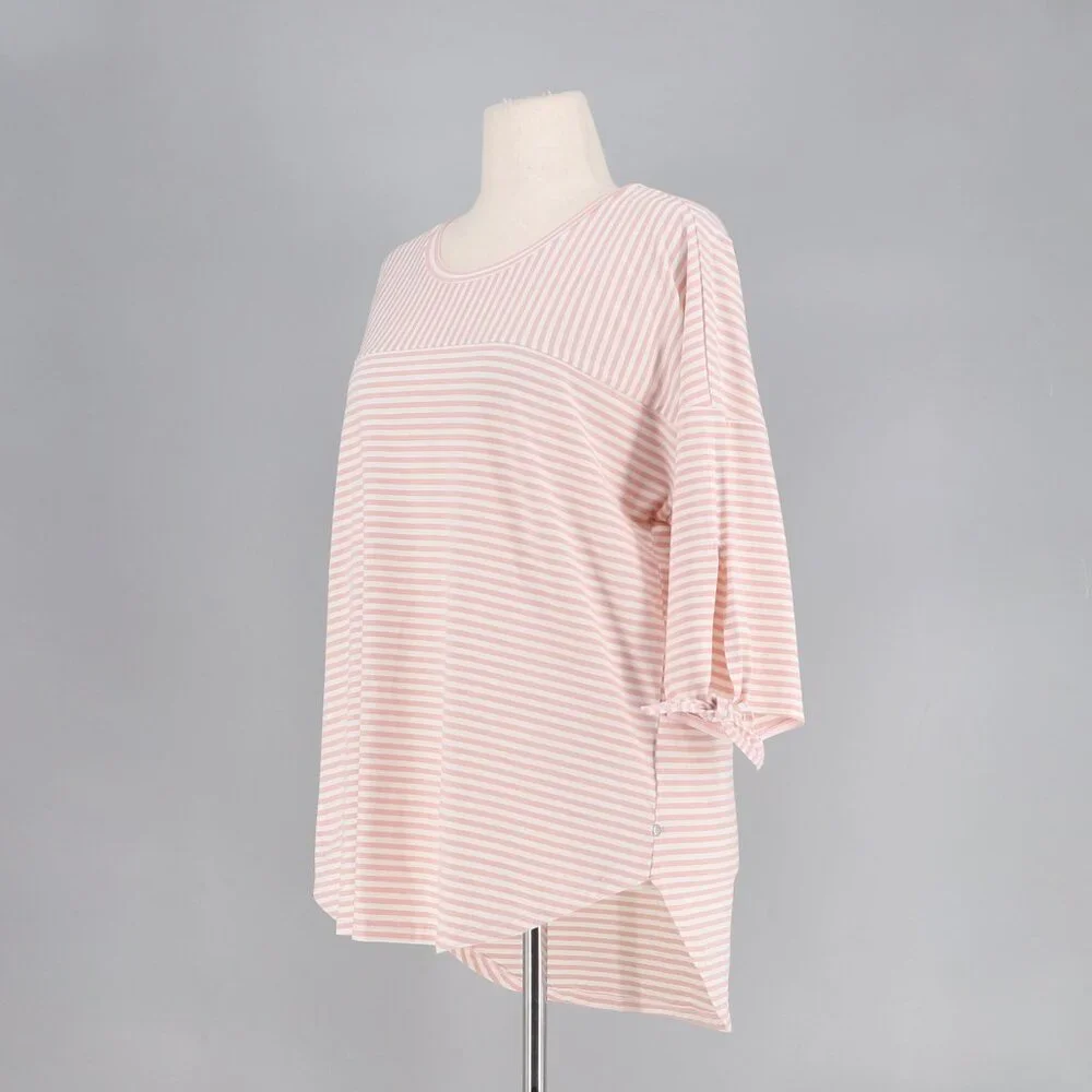 NWT NEON BUDDHA Striped Tunic Top 3/4 Sleeve Tie End Size L - Picture 2 of 9
